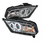 2010 Ford Mustang Clear CCFL Halo Projector Headlights with LED