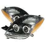 Toyota Yaris Coupe 2006-2008 Black Dual Halo Projector Headlights with Integrated LED