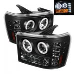 2011 GMC Sierra Black CCFL Halo Projector Headlights with LED