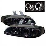 1992 Honda Civic Sedan Smoked Halo Projector Headlights