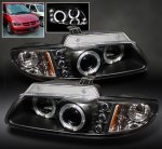 1997 Plymouth Voyager Black Dual Halo Projector Headlights with Integrated LED