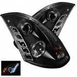 2006 Infiniti G35 Coupe Black Halo Projector Headlights with LED Daytime Running Lights