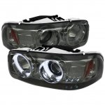 2003 GMC Sierra Smoked CCFL Halo Projector Headlights with LED