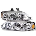 1992 Honda Civic Sedan Clear Dual Halo Projector Headlights with Corner Lights