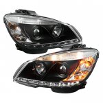 2010 Mercedes Benz C Class Black Projector Headlights with LED