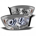 2008 Dodge Ram Clear CCFL Halo Projector Headlights with LED