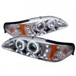 1997 Ford Mustang Clear Dual CCFL Halo Projector Headlights with LED