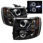 2009 Chevy Silverado 3500HD Black Dual Halo Projector Headlights with LED