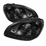 2003 Mercedes Benz S Class Black Projector Headlights with LED Daytime Running Lights