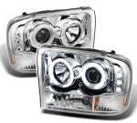 2003 Ford F350 Super Duty Clear CCFL Halo Projector Headlights with LED