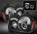 Jeep Grand Cherokee 2008-2010 Black Halo Projector Headlights with LED