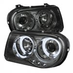 2010 Chrysler 300C Smoked CCFL Halo Projector Headlights with LED