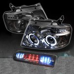 2005 Ford F150 Smoked Halo Projector Headlights and LED Brake Light