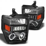 2008 Ford F550 Super Duty Black Projector Headlights Halo LED