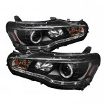 2008 Mitsubishi Lancer Black Halo HID Projector Headlights with LED