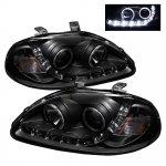 1998 Honda Civic Black Halo Projector Headlights with LED