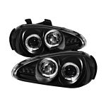 Mazda MX3 1992-1996 Black Dual Halo Projector Headlights with Integrated LED
