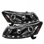 2008 Honda Accord Sedan Black Projector Headlights with LED DRL