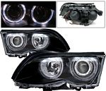 1999 BMW E46 Sedan 3 Series Black Projector Headlights with Halo