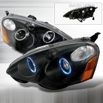 2003 Acura RSX Black Projector Headlights with Halo