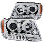 1999 Jeep Grand Cherokee Clear Projector Headlights Halo LED