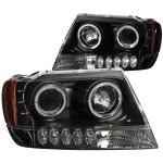 2003 Jeep Grand Cherokee Black Projector Headlights Halo LED