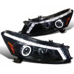 2008 Honda Accord Sedan Halo Projector Headlights LED DRL Smoked