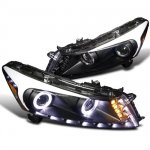 2012 Honda Accord Sedan Black Projector Headlights Halo LED DRL