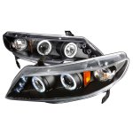2007 Honda Civic Sedan JDM Black Dual Halo Projector Headlights with LED