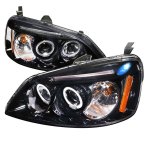 2003 Honda Civic Smoked Halo Projector Headlights with LED