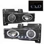 1993 Chevy 2500 Pickup Black Projector Headlights with Halo and LED