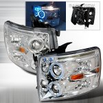 2009 Chevy Silverado 3500HD Clear Halo Projector Headlights with LED Eyebrow