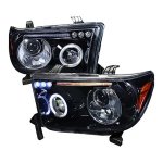 2010 Toyota Sequoia Smoked Halo Projector Headlights LED Eyebrow