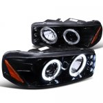 2003 GMC Sierra Smoked Projector Headlights Halo LED