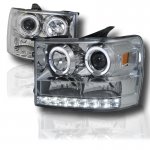 2008 GMC Sierra Chrome Projector Headlights Halo LED DRL