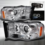 Dodge Ram 3500 2003-2005 Chrome Dual Halo Projector Headlights with LED