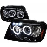 1999 Jeep Grand Cherokee Smoked Halo Projector Headlights LED