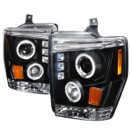 Ford F250 Super Duty 2008-2010 Black Dual Halo Projector Headlights with LED