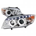 2008 BMW 3 Series Sedan Chrome Projector Headlights Halo LED DRL