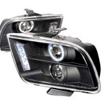 2008 Ford Mustang Black Halo Projector Headlights with LED Daytime Running Lights
