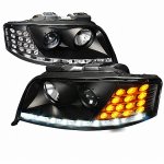 2002 Audi A6 Black HID Projector Headlights with LED Corner Lights