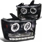 2011 GMC Sierra Denali Black Projector Headlights Halo LED DRL