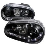 2003 VW Golf Black Projector Headlights with LED Daytime Running Lights