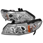 2006 Honda Civic Sedan Clear Dual Halo Projector Headlights with LED