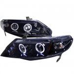 2010 Honda Civic Sedan Smoked Halo Projector Headlights with LED