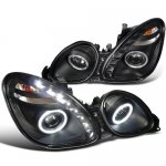 2001 Lexus GS300 Black Projector Headlights Halo LED DRL