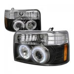 1995 Ford F250 Black Dual Halo Projector Headlights