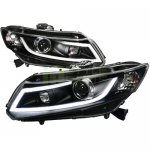 Honda Civic 2012-2013 Black Projector Headlights LED DRL Bar