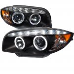 2009 BMW 128i E82 E88 Black Halo Projector Headlights with LED
