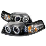 2000 Ford Mustang Black Dual Halo Projector Headlights with LED